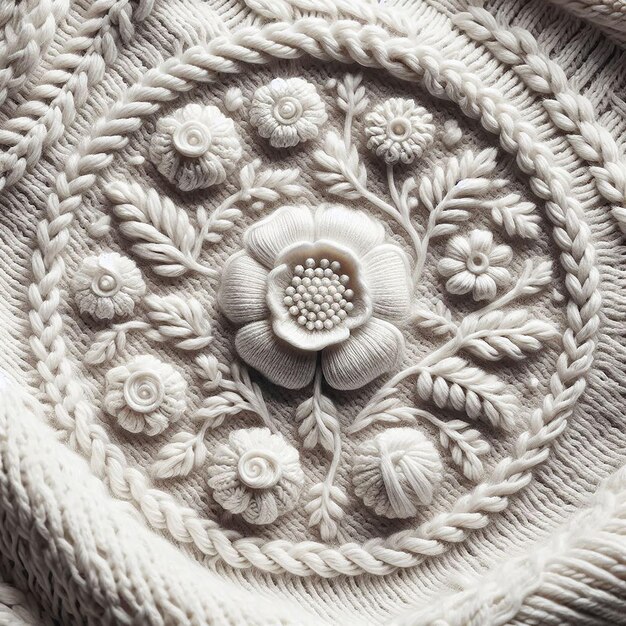 Haftowany motyw na tkaninie